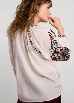 Voile Blouse With Embroidery