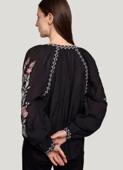 Voile Blouse With Embroidery