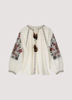 Voile Blouse With Embroidery