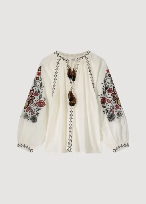 Voile Blouse With Embroidery