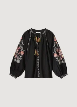 Voile Blouse With Embroidery