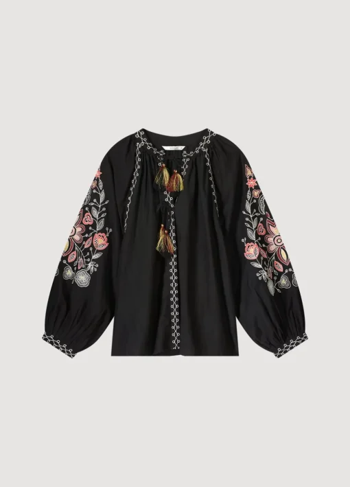 Voile Blouse With Embroidery